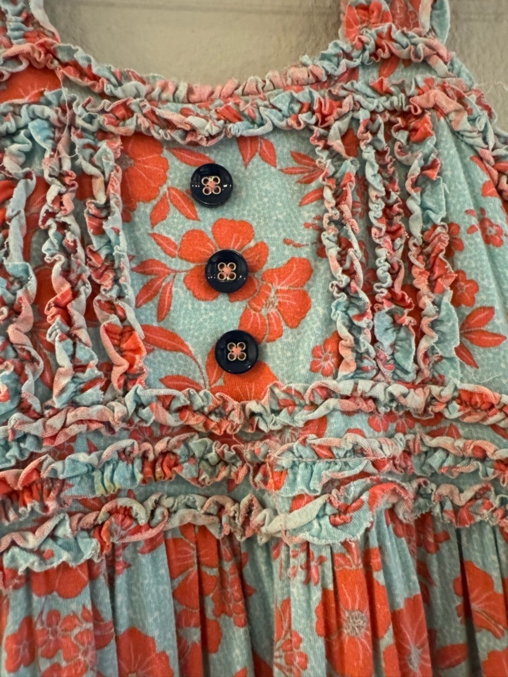 Matilda Jane Emilia Coral Floral Dress on Aqua - Picture 2 of 6